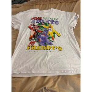 Five Nights at Freddys Graphic T-Shirt Mens XL White FNAF Let's Eat Crewneck Tee